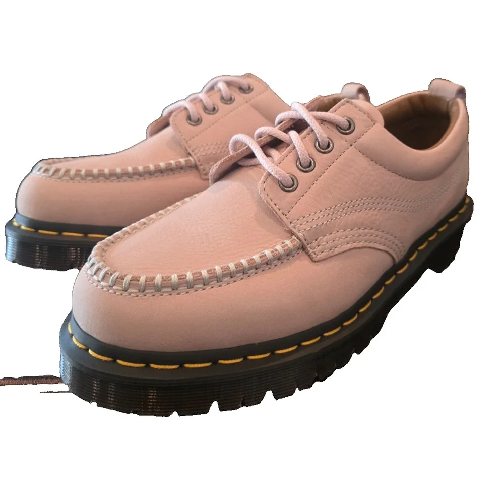 Dr. Martens Lowell Lace-Up Shoes Women 9 Pink Nubuck Leather Moc Toe Casual NWOB